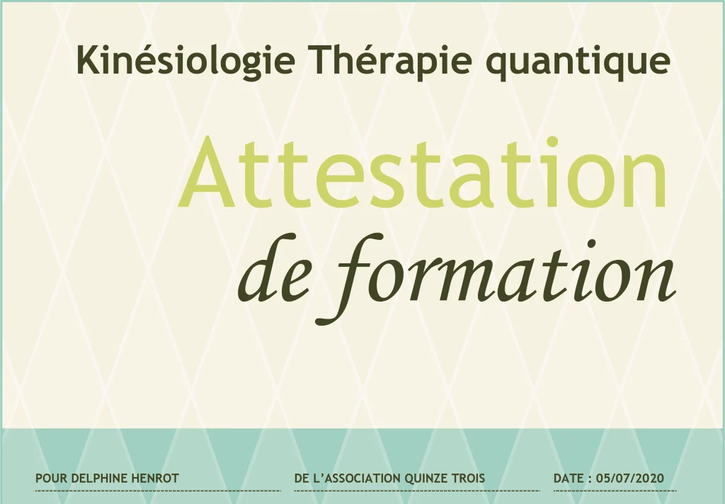 attestation formation kinesiologie quantique